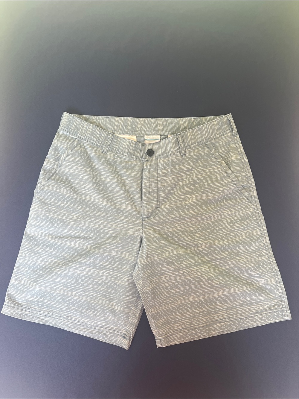 Columbia Men's Light Blueish Grey Patterned Flat-Front Shorts